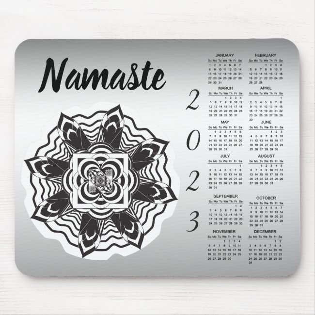 Yoga Floral Mandala Namaste 2023 Calendar Mousepad