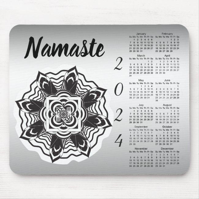 Yoga Floral Mandala Namaste 2024 Calendar Mousepad