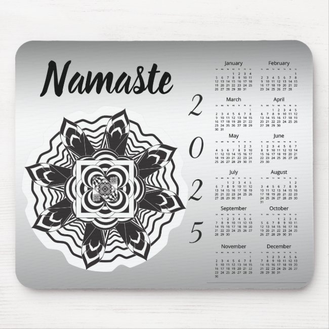 Yoga Floral Mandala Namaste 2025 Calendar Mousepad