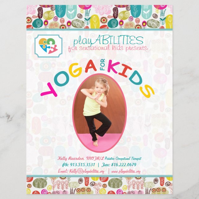 Yoga For Kinds Colorful Floral Flyer (Back)