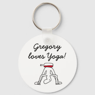 Yoga for Winelovers White Badge Keychain