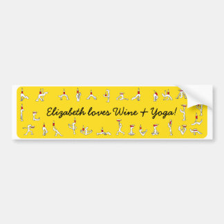 Yoga for Winelovers Yellow Bumpersticker Bumper Sticker