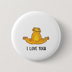 Yoga Frog - I Love Yoga,Moments of Zen Button
