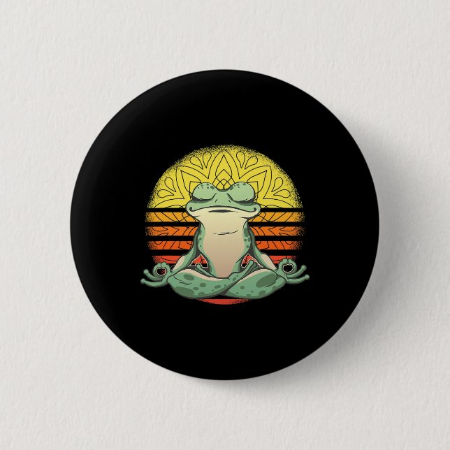 Yoga Frog Meditation Sport  Button (Front)