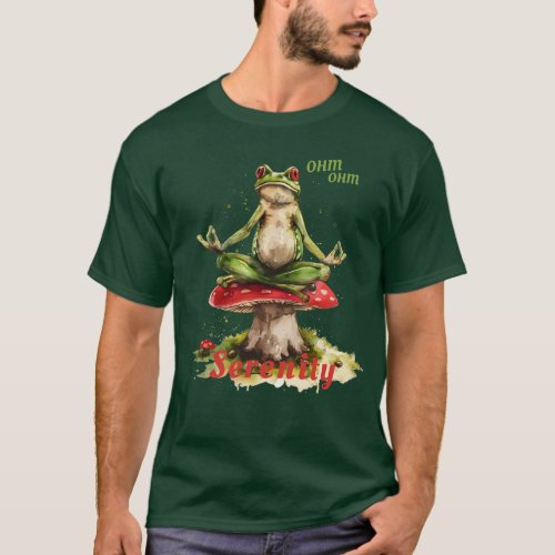 Yoga Frog on Mushroom T_Shirt
