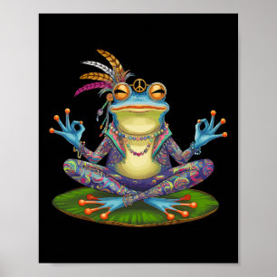 Yoga Frog Peaceful Peace Hippie  Poster