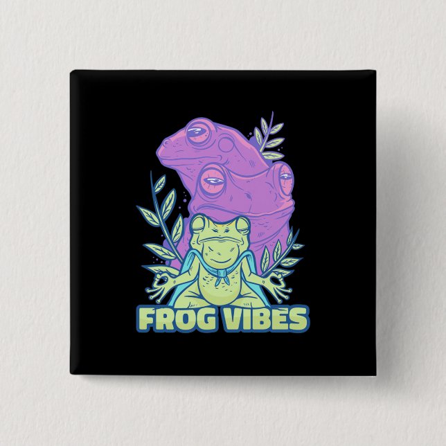 Yoga Frog Vibes Button (Front)