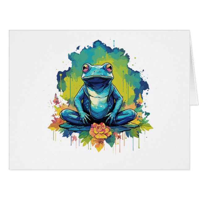 Yoga Frog Watercolor Style (Front Horizontal)