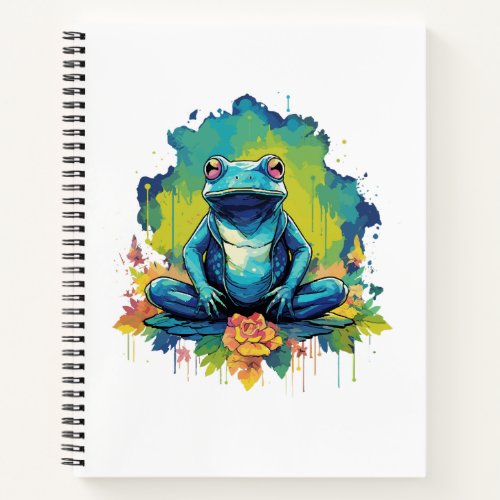 Yoga Frog Watercolor Style Notebook