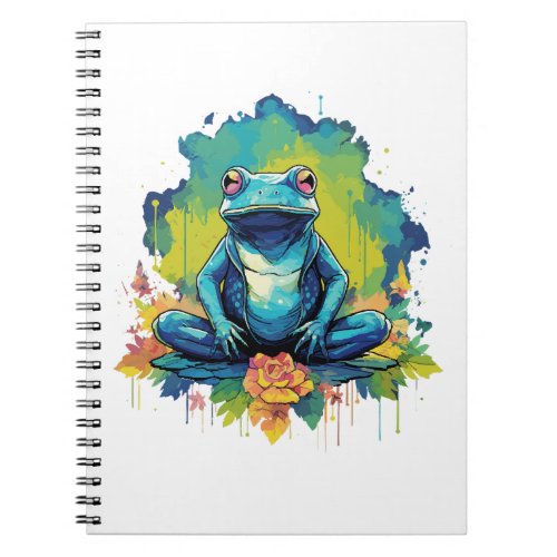 Yoga Frog Watercolor Style Notebook