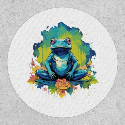 Yoga Frog Watercolor Style Patch