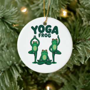 Yoga Frogs Ceramic Ornament
