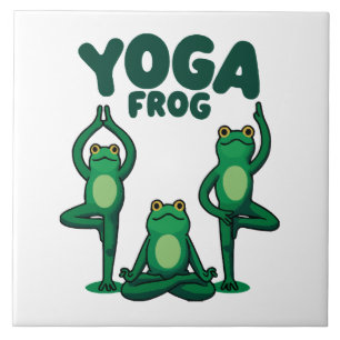 Yoga Frogs Ceramic Tile