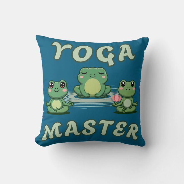 Yoga Frogs Yoga Master Throw Pillow (Front)