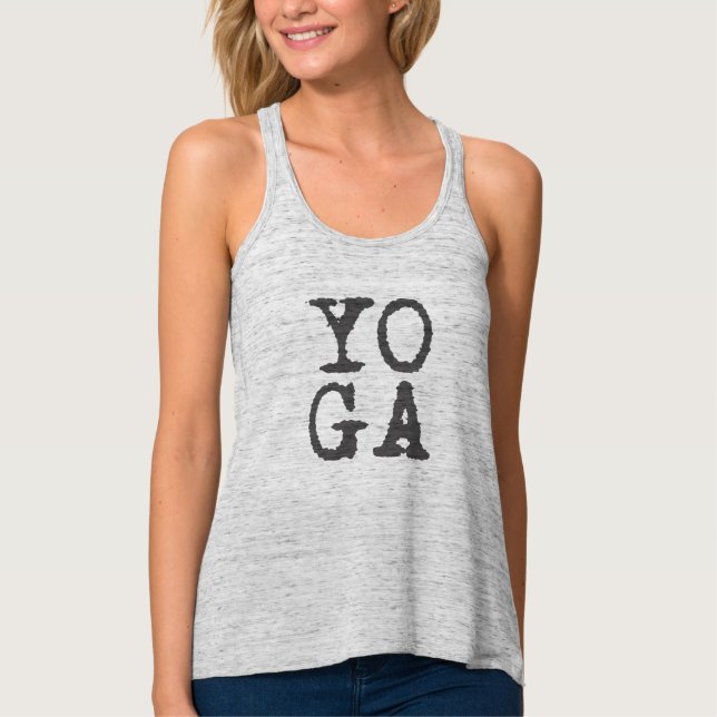 YOGA - Fun, Grey Typography Tank top (Front)