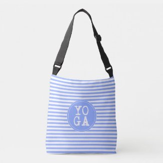 YOGA | Fun Typography - Bright Blue Striped Crossbody Bag
