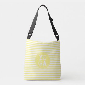 YOGA | Fun Typography - Sunny Yellow Striped Crossbody Bag