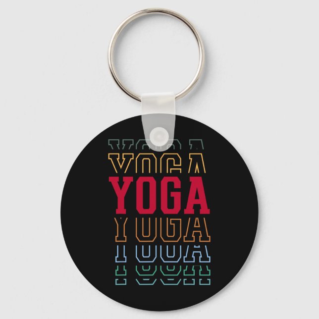 Yoga Funny Layered Text Instructor Coach _1  Keychain (Front)