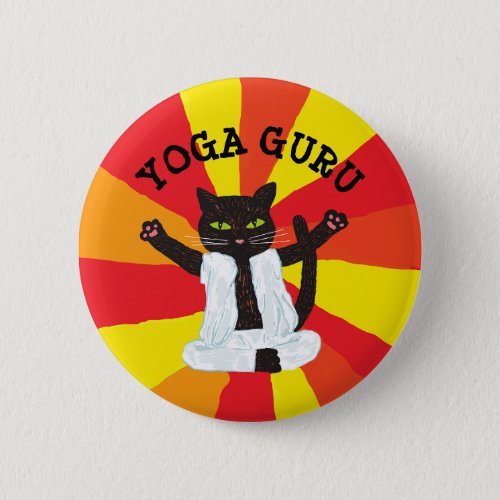 Yoga gift cat guru enthusiast meditation peace button