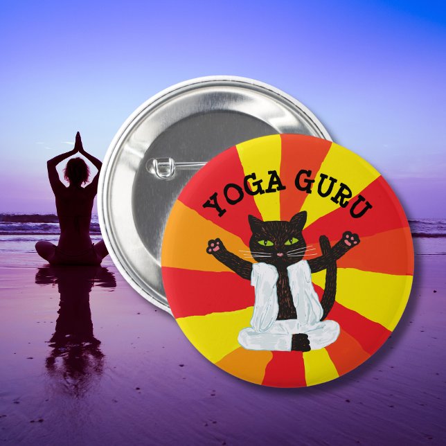 Yoga gift cat guru enthusiast meditation peace button (Creator Uploaded)