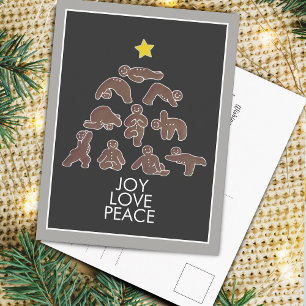 Yoga Gingerbread Joy Love Peace Holiday Postcard