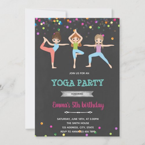 Yoga girl birthday invitation