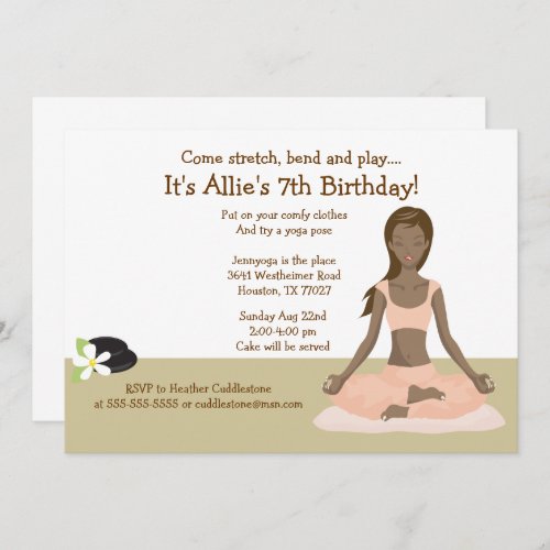 Yoga Girl Birthday Party 3 Invitation