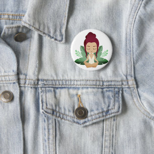Yoga Girl calm wellness uplifting mindful art  Button