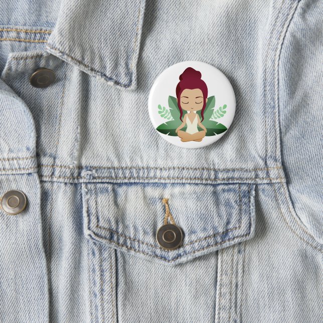 Yoga Girl calm wellness uplifting mindful art  Button (In Situ)