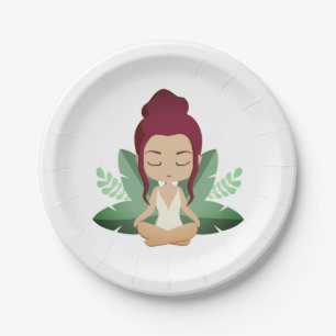 Yoga Girl calm wellness uplifting mindful art Paper Plates