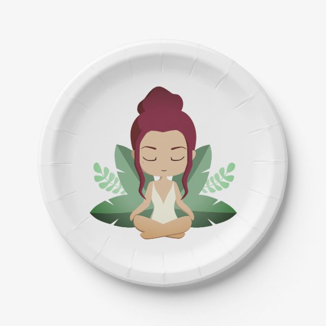 Yoga Girl calm wellness uplifting mindful art  Paper Plates (Front)