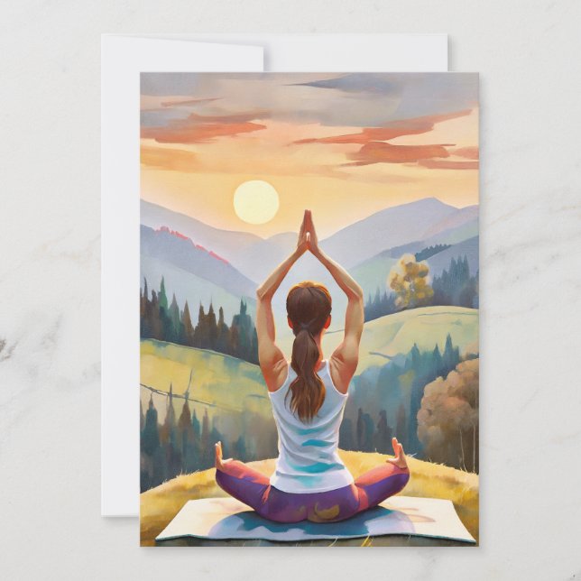 Yoga Girl Comfortable, Peace  Holiday Card (Front)