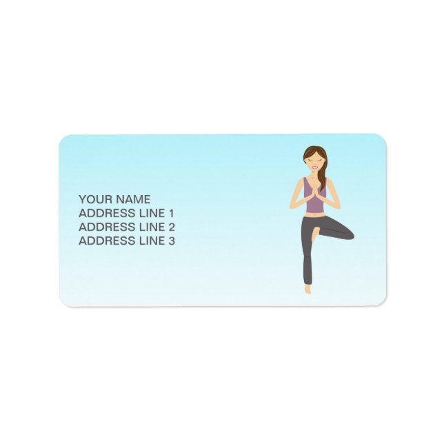 Yoga Girl Doing The Tree Pose Illustration & Text Label (Front)