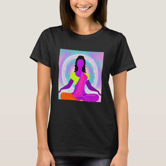 Yoga Girl Female Sun Salutation Meditation Chakra  T-Shirt (Front)