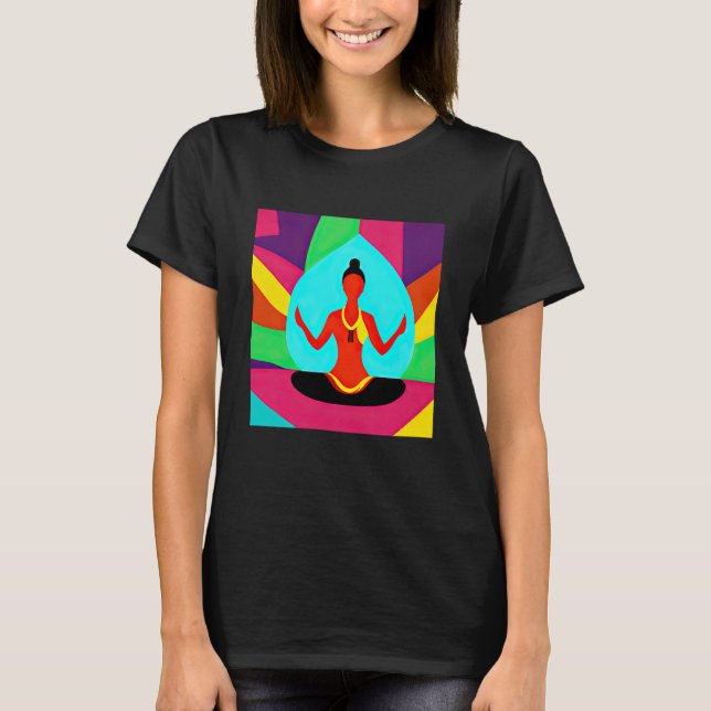 Yoga Girl Female Sun Salutation Meditation Chakra  T-Shirt (Front)