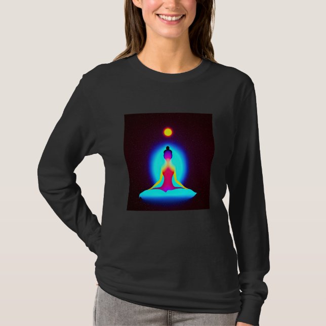 Yoga Girl Female Sun Salutation Meditation Chakra  T-Shirt (Front)