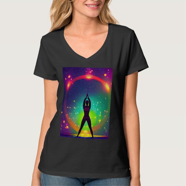 Yoga Girl Female Sun Salutation Meditation Chakra  T-Shirt (Front)