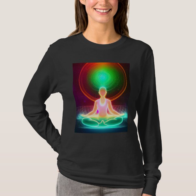 Yoga Girl Female Sun Salutation Meditation Chakra  T-Shirt (Front)