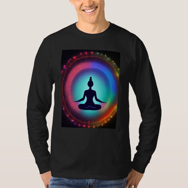 Yoga Girl Female Sun Salutation Meditation Chakra  T-Shirt (Front)