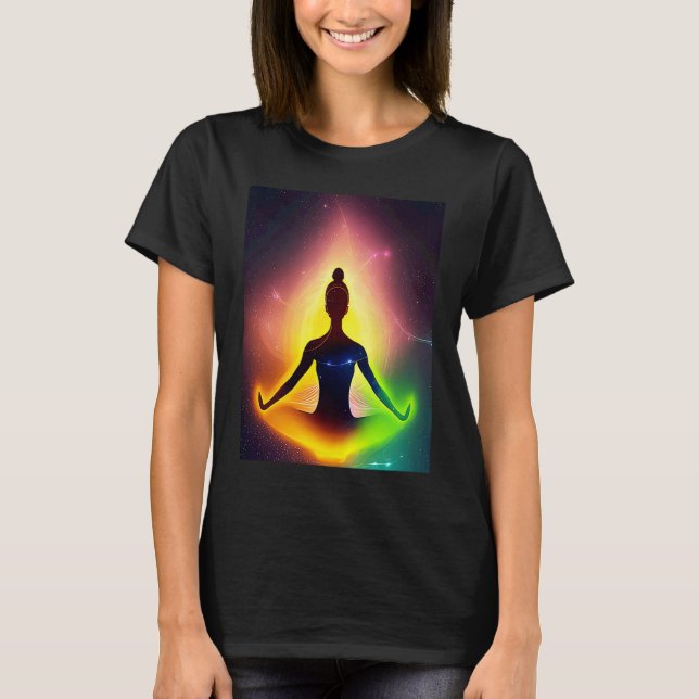 Yoga Girl Female Sun Salutation Meditation Chakra  T-Shirt (Front)