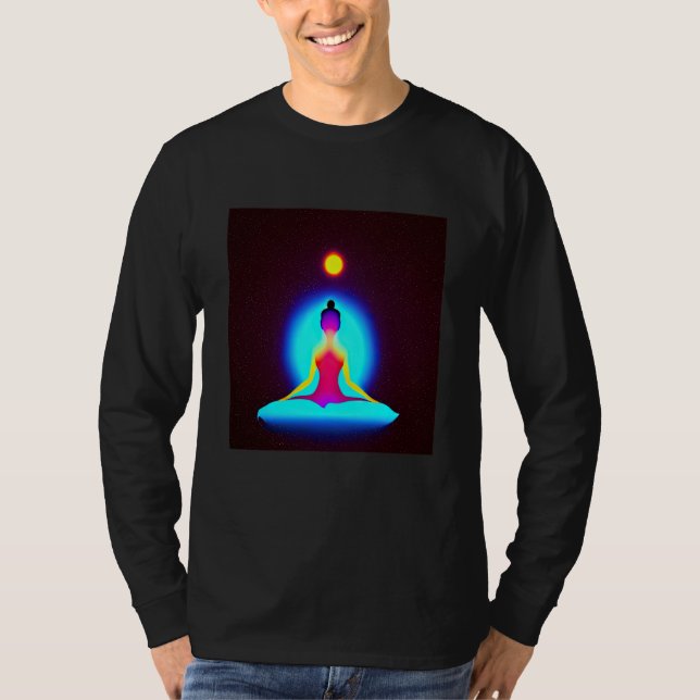 Yoga Girl Female Sun Salutation Meditation Chakra  T-Shirt (Front)