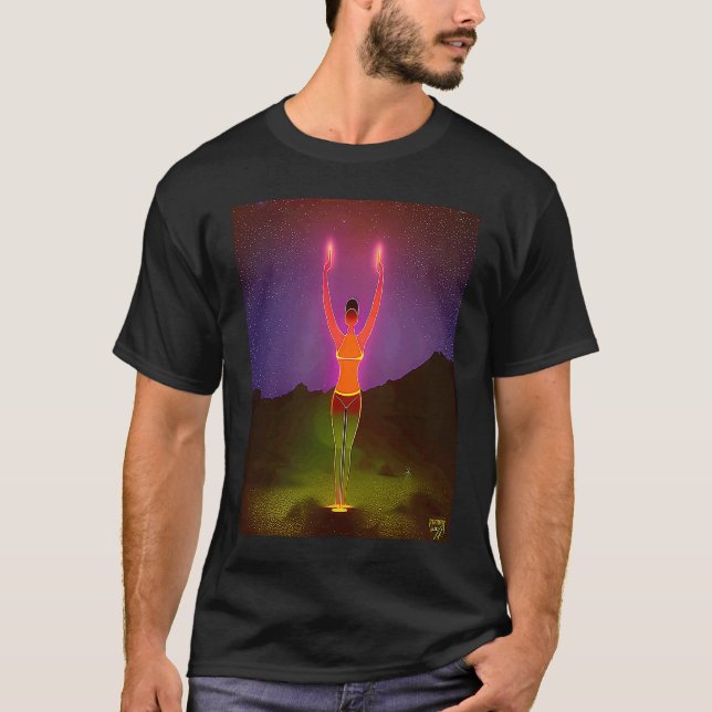 Yoga Girl Female Sun Salutation Meditation Chakra  T-Shirt (Front)