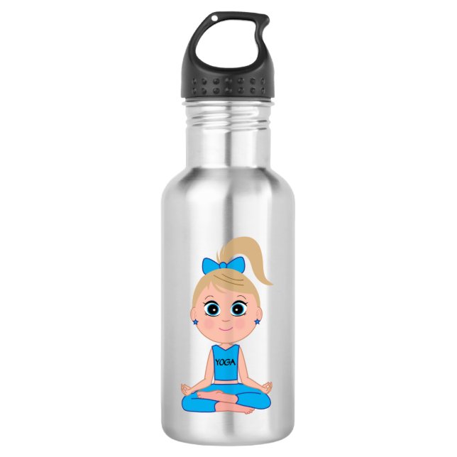 Yoga Girl in Blue Water Bottle (Front)