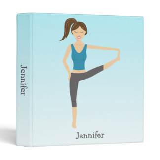 Yoga Girl In Extended Hand To Toe Pose And Name 3 Ring Binder