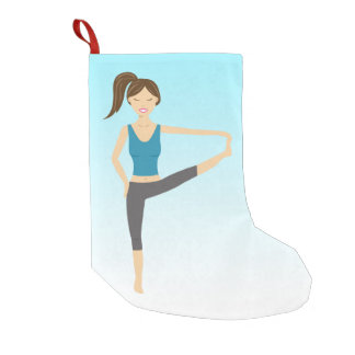 Yoga Girl In Extended Hand To Toe Pose Small Christmas Stocking