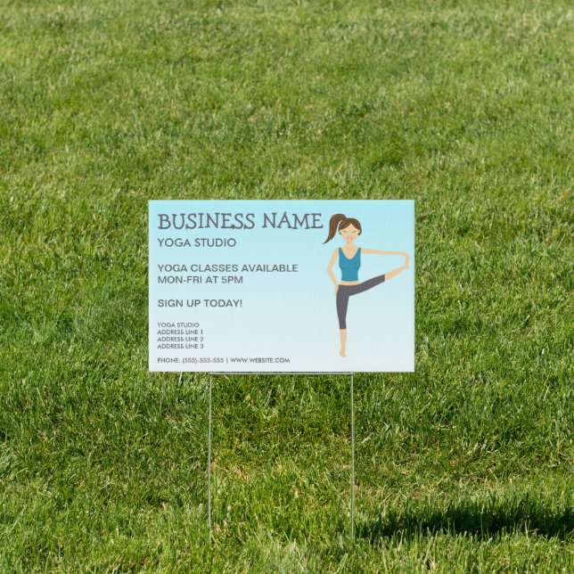 Yoga Girl In Hand To Toe Pose Custom Yoga Business Yard Sign (Insitu)
