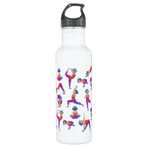 Yoga girl making asanas pattern stainless steel water bottle