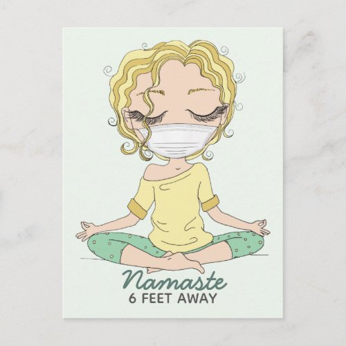 Yoga Girl Namaste 6 Feet Away Postcard