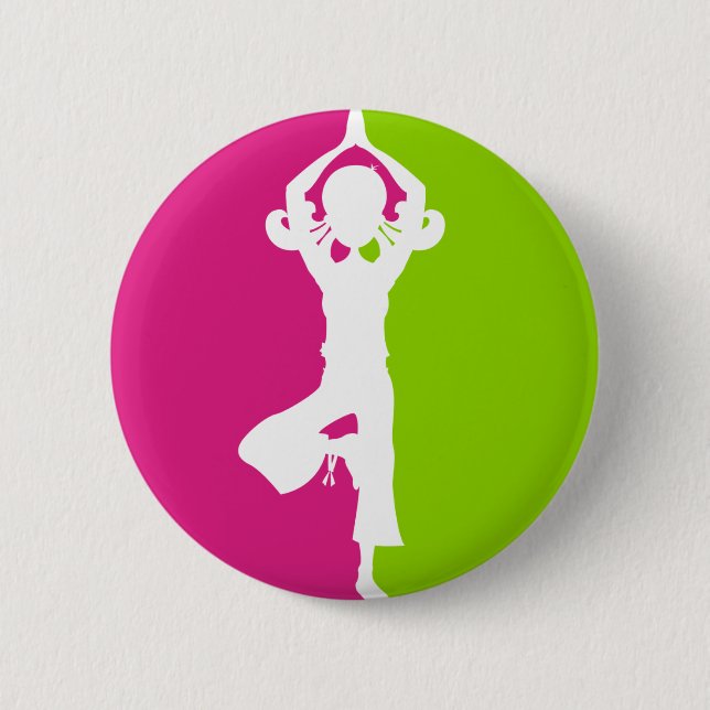 Yoga Girl Silhouette Badge Button (Front)