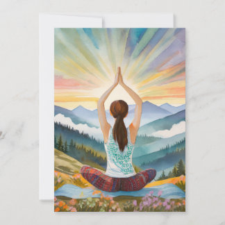 Yoga Girl Top Of The Mountains Holiday Card